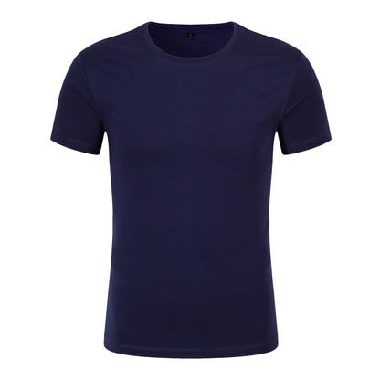 Cotton/Spandex Round Neck Plain T-shirt