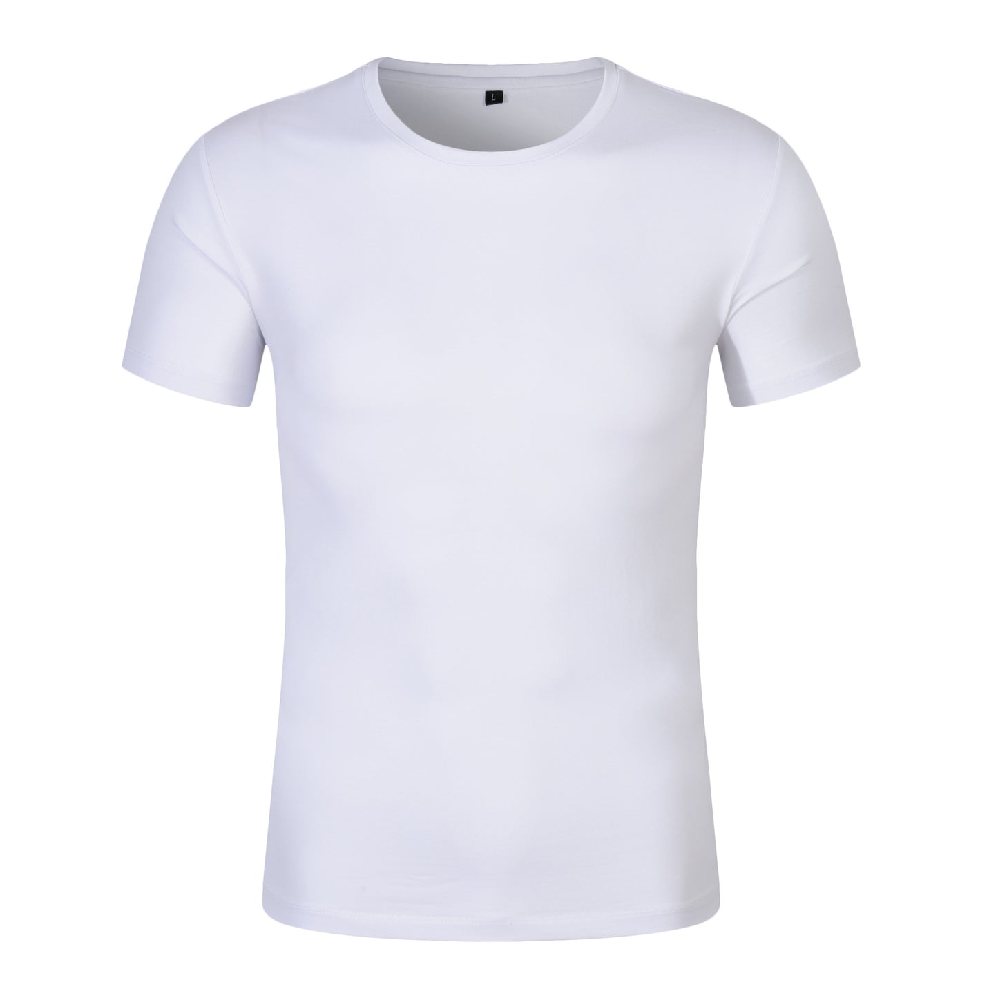 Cotton/Spandex Round Neck Plain T-shirt