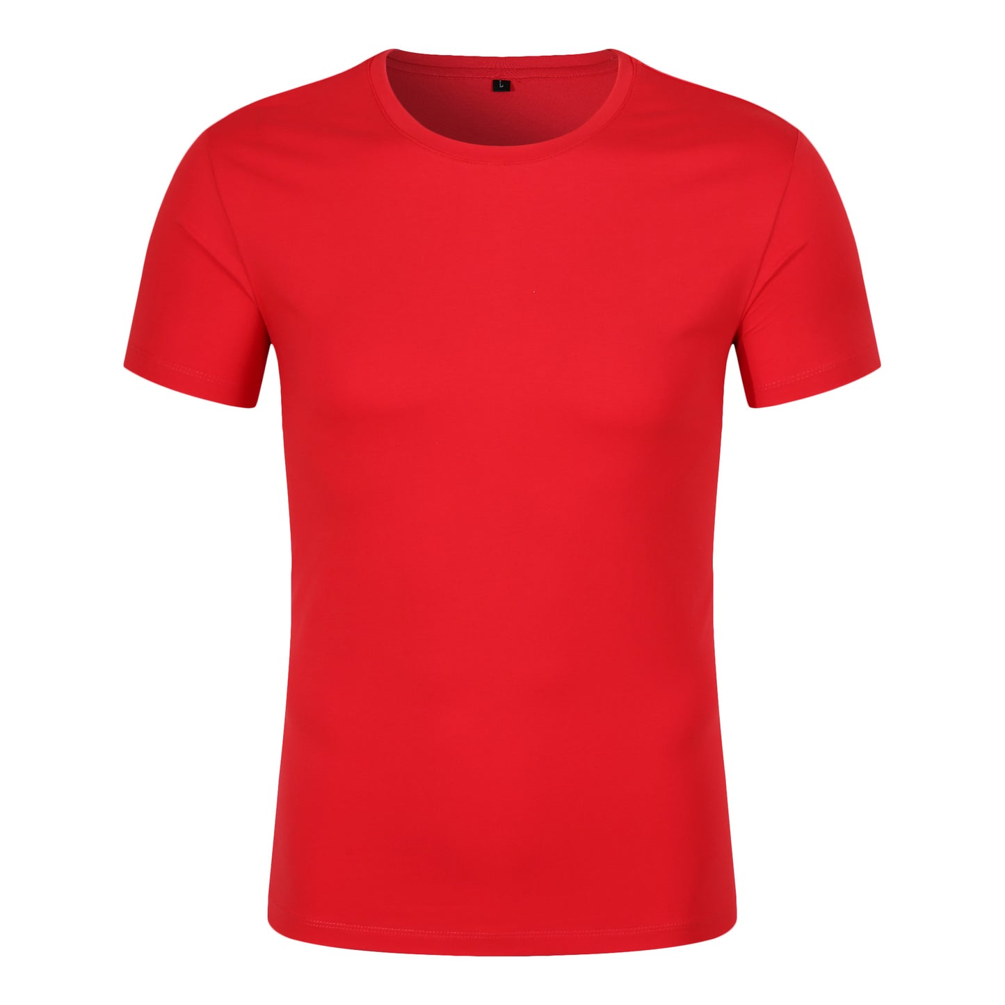 Cotton/Spandex Round Neck Plain T-shirt