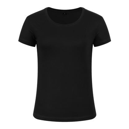 Cotton/Spandex Round Neck Plain T-shirt